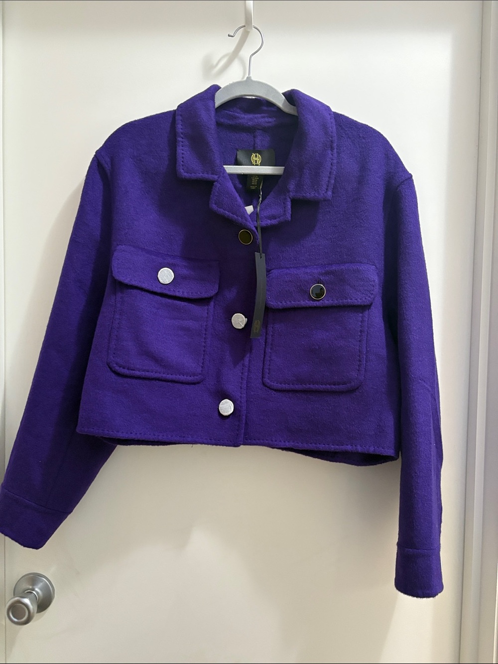 House of Harlow 1960 Purple Cropped Button-Front Jacket